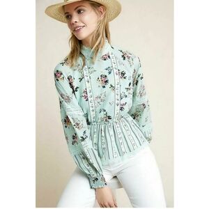 New Anthropologie Hemant & Nandita "Amour" Ruffle Lace Floral top Medium